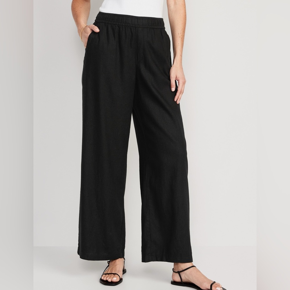 Old Navy High-Waisted Linen-Blend Wide-Leg Pants LARGE
